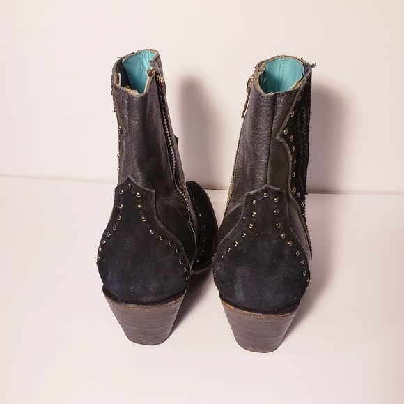 Corral Black Suede & Leather Studded Booties - Picture 3 of 10